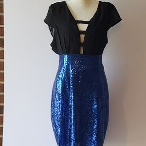 Katia Blue Sequin Plus Size Evening Dress
